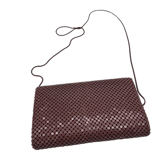 Vintage Beautiful Burgundy Metal Mesh Evening Clutch | Hand Bag - Picture 3 of 9